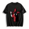 Street Style Gasmasken-Baseballschläger-Print Kapuzen-T-Shirt aus reiner Baumwolle