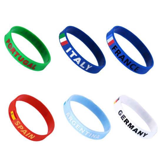 Soccer Silicone Bracelet, National Flags Adjustable Wristbands with Snap Buckle for Sports Events, Soccer Party Supplies
