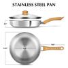 10 inch 12 inch Deep Cooking Frying Pan with Lid No Coating Stainless Steel Frying Pan Skillet with Heat-resistant Handle
