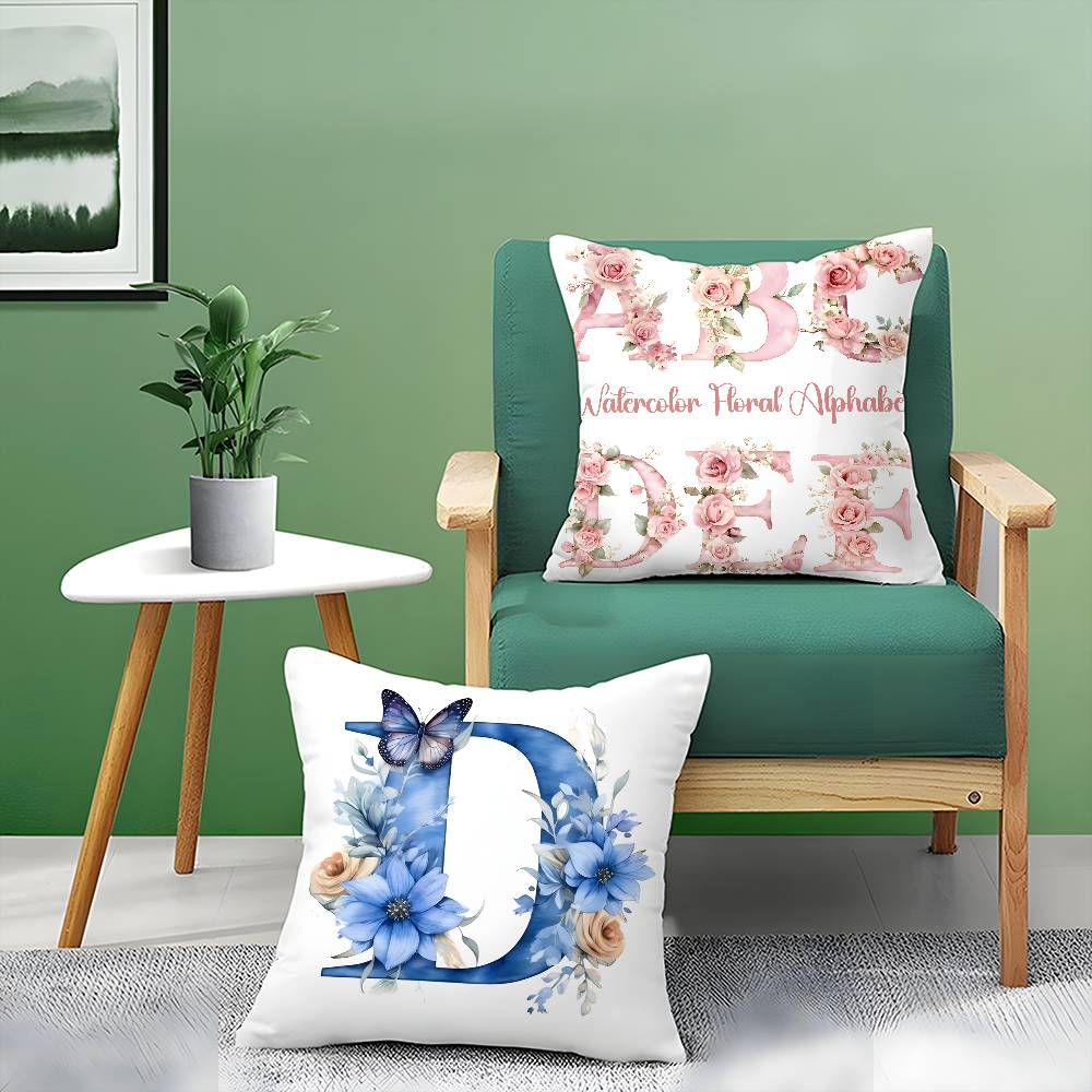 Creative Letters Floral Print Pillow Case Printed Brushed Fleece Pillow Baby Skin-Touch Eco-Friendly Dye-Sublimat