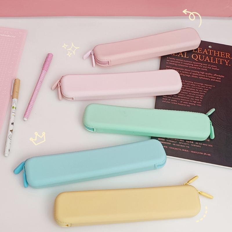 Solid Color Pencil Bag Pencil Pouch Large Capacity Pencil Case Silicone Stationery Bag Marker Pen Case Pencil Organiser