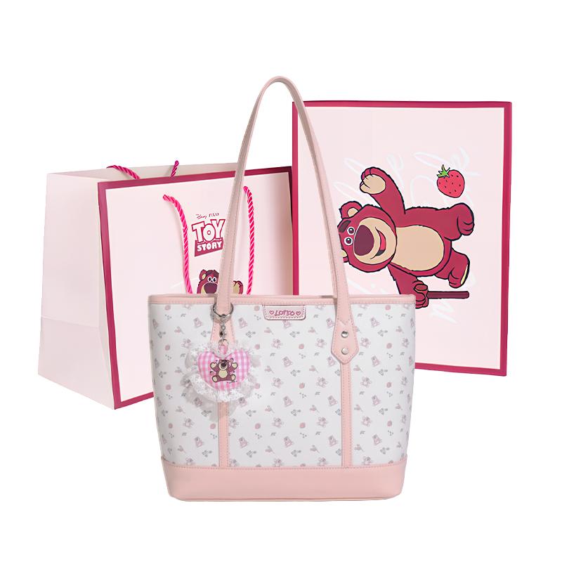 New Disney Strawberry Bear Series PVC Tote Bag, Shopping Bag, Shoulder Bag Women's Pink BMK-72842