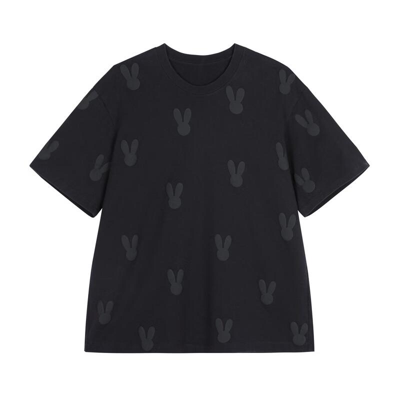 JNBY Women's Loose Fit Printed Rabbit Short Sleeve Cotton T-Shirt