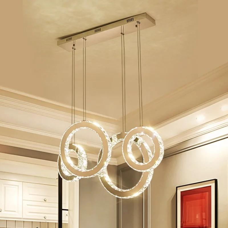 Lustre Led Pendant Lumini pentru Sufragerie Moderne Cristale de Lux Suspendare Cerc Oțel Led Pendant Candelabru Lampă de iluminat