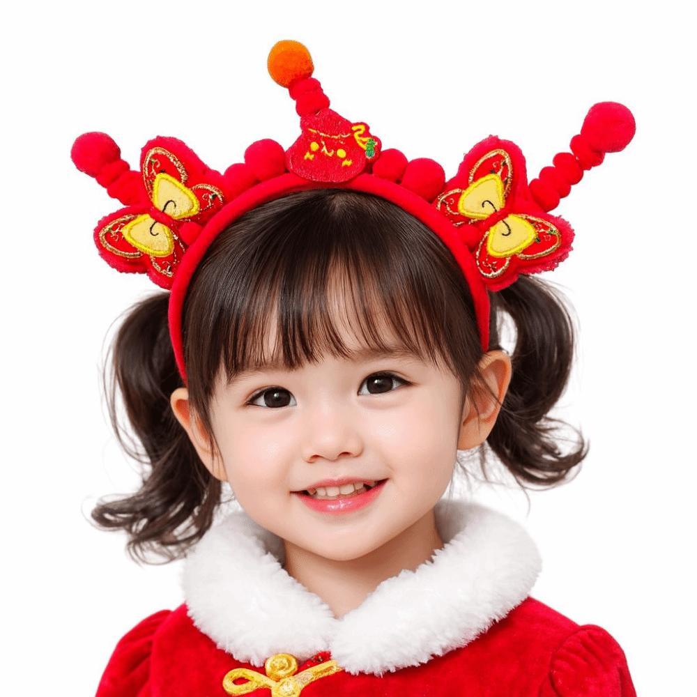Headwear New Year Hair Hoop Embroidered Bow Ancient Style Hairband Red Plush Headband  Festival