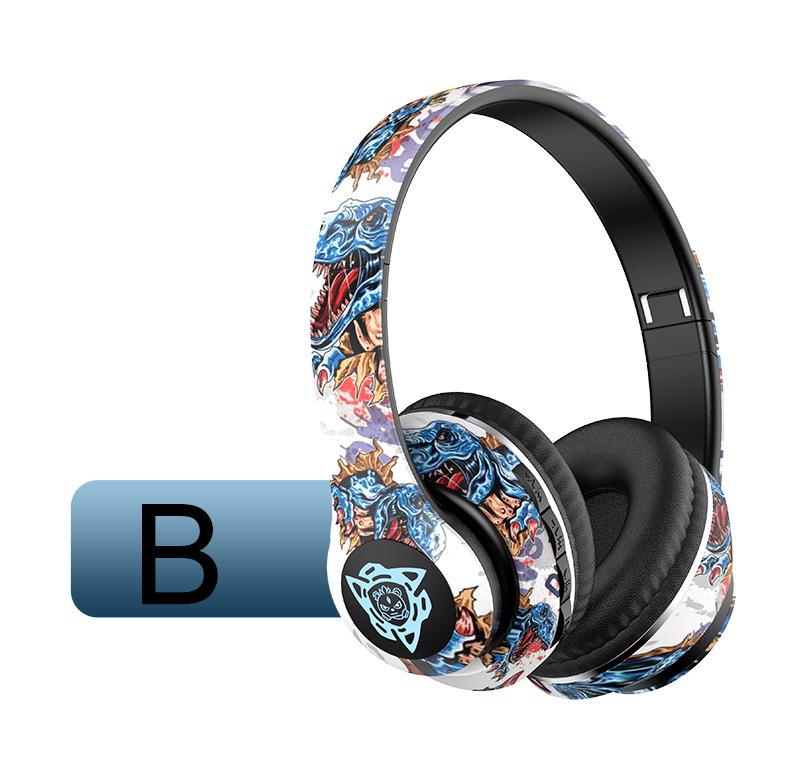 P35 Head-mounted Bluetooth Earphones: Wireless Luminous Graffiti-Style Stereo Sports Headset