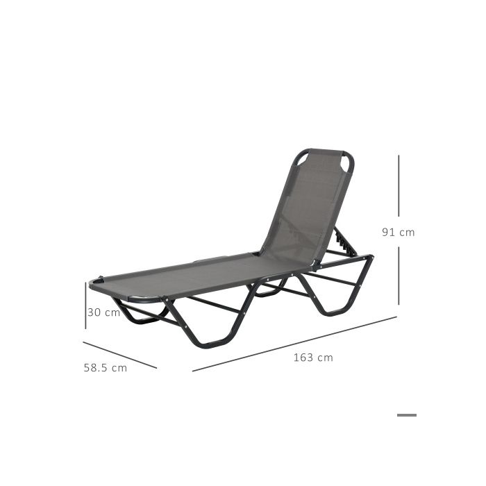 Chaise Longue - MUVOE - Ottoman Outsunny - Aluminium - Texteline - 5 Positions