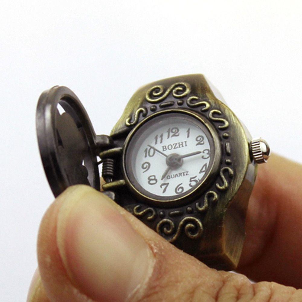 Vintage Antique Zinc Zinc Alloy Bronze Fashion Unisex Ring Watch Rudder Design Finger Watch Jewelry