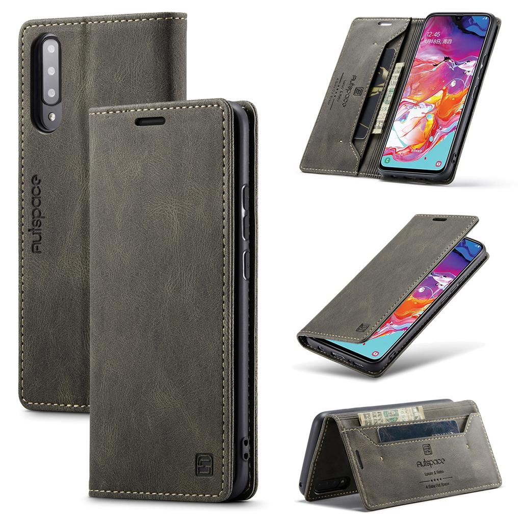Premium Vintage Leather Wallet Case for Samsung Galaxy A70 - RFID Blocking Flip Cover with Card Slots (4 Colors)