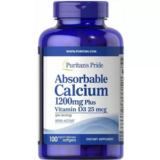 Puritan's Pride Absorbierbares Calcium 1200 mg mit Vitamin D3 1000 IE