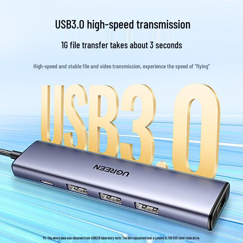 UGREEN CM473 USB 3.0 4-Port Hub with Type-C Power Input
