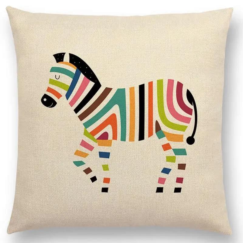 Latest Cartoon Animals Interesting Deer Panda Sheep Bulldog Chameleon Colourful Cushion Cover Car Sofa Throw Pillow Case