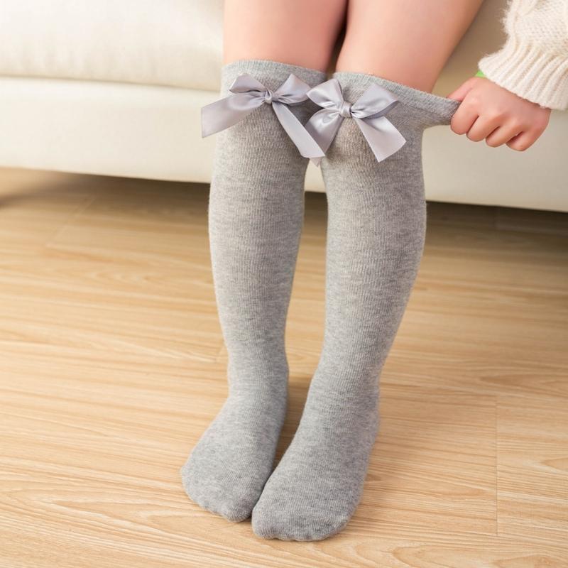 Breathable Stockings Cotton Heelless Socks With Bowknot Detail Comfort For Kids Party Occasion And Daily Use