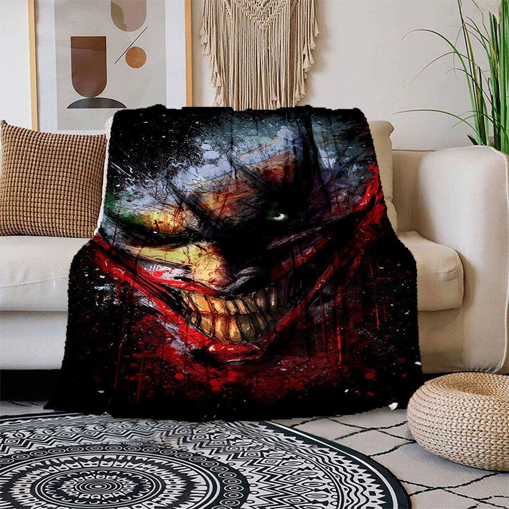 Joker Face Art Print Poster Wall DecorBlanket Flannel Throw Blanket for Sofa, Bed, Travel, Camping, Office, Couch, Chair
