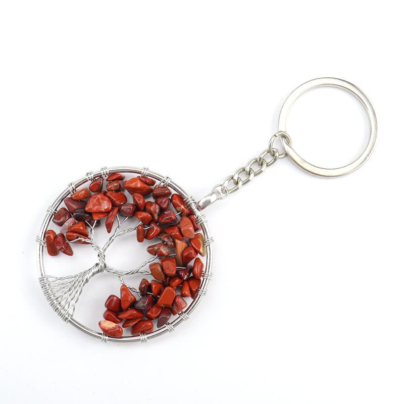 Natural Gravel Crystal Root Tree Tree Of Life Pendant Keychain Bag Pendant Keychain K04