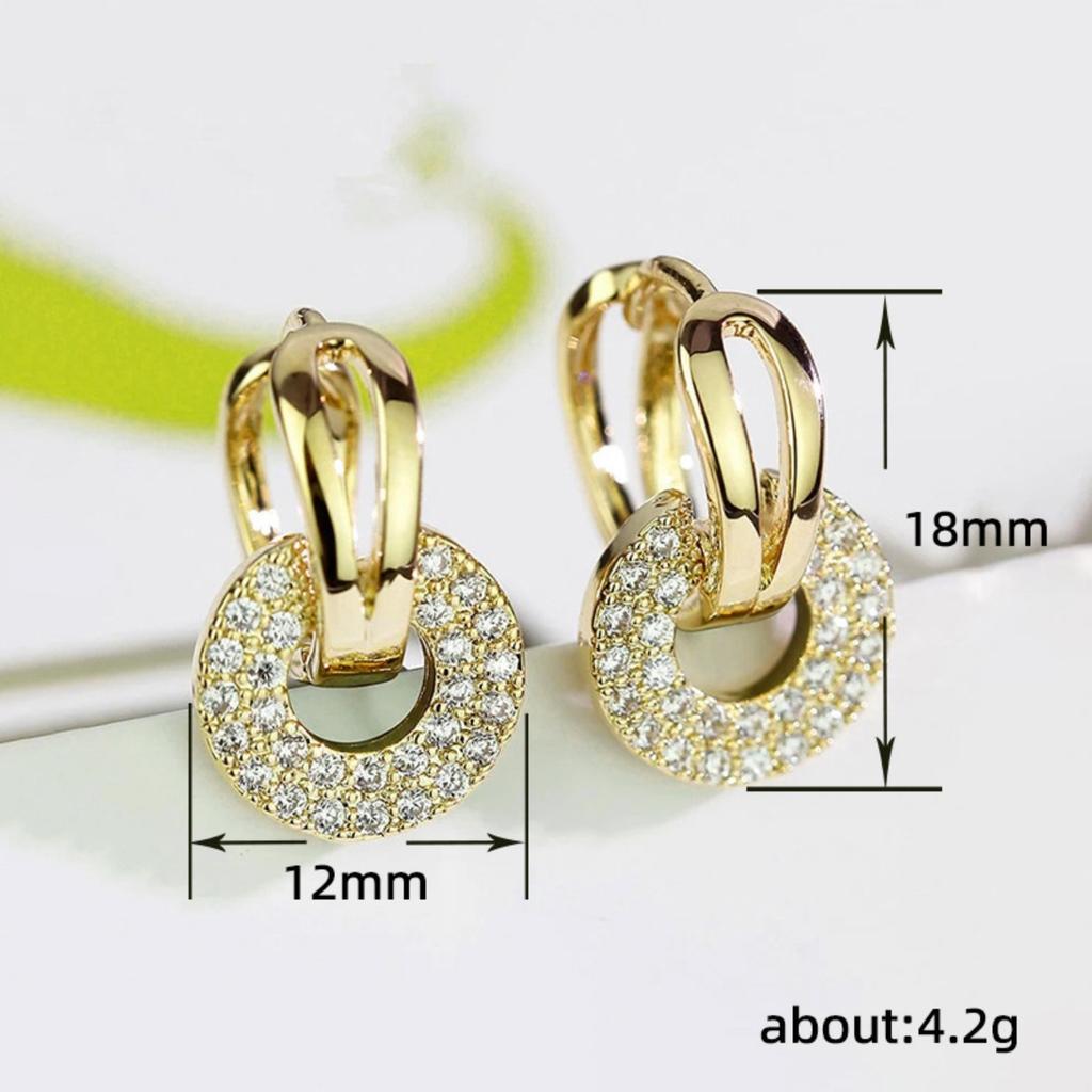 Luxury Half Inlaid Zircon Intertwined Loop Short Drop Earring