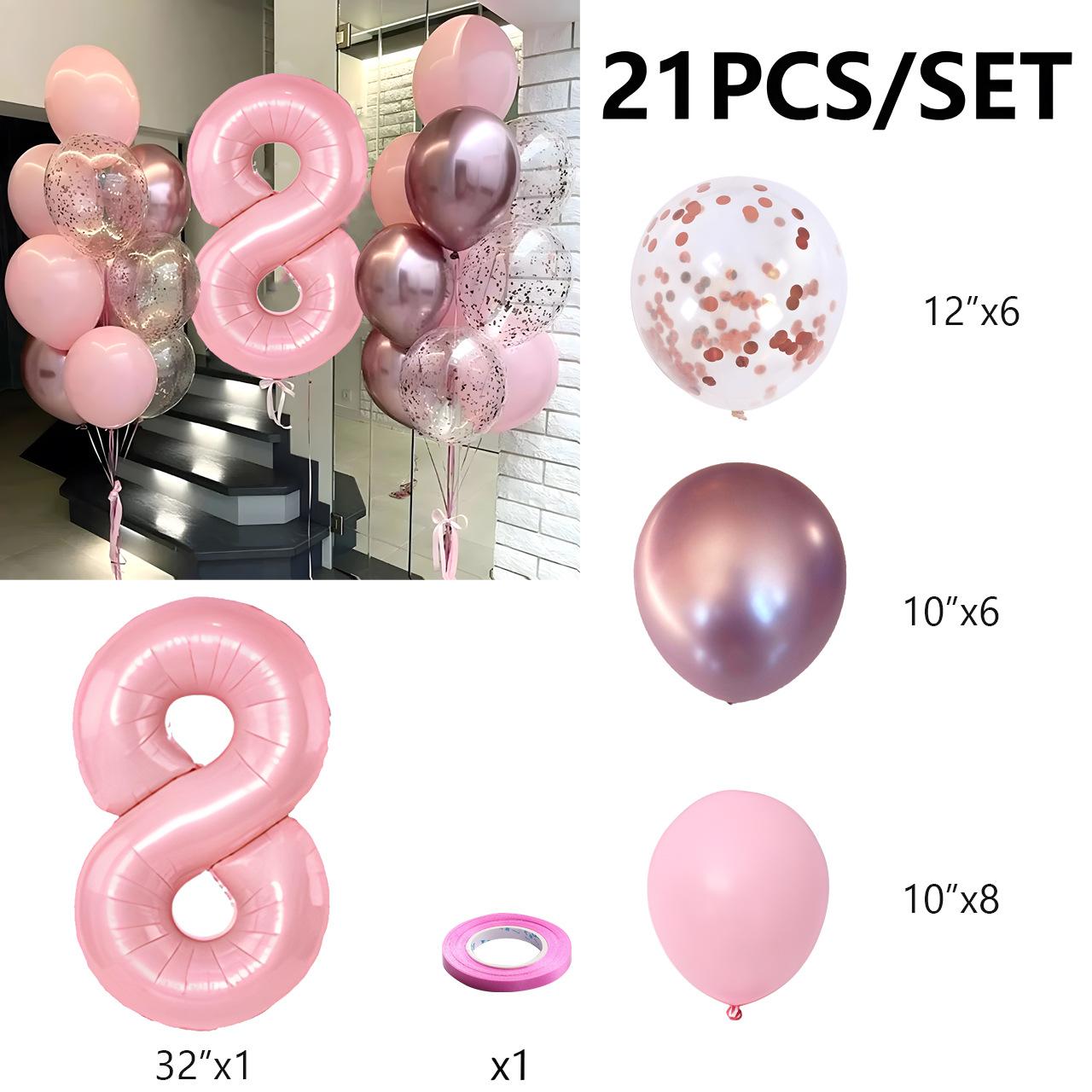 

21 шт. Подарунки 32-дюймові номери з фольгованих повітряних кульок з днем ​​народження Декор для вечірки з днем ​​народження 8