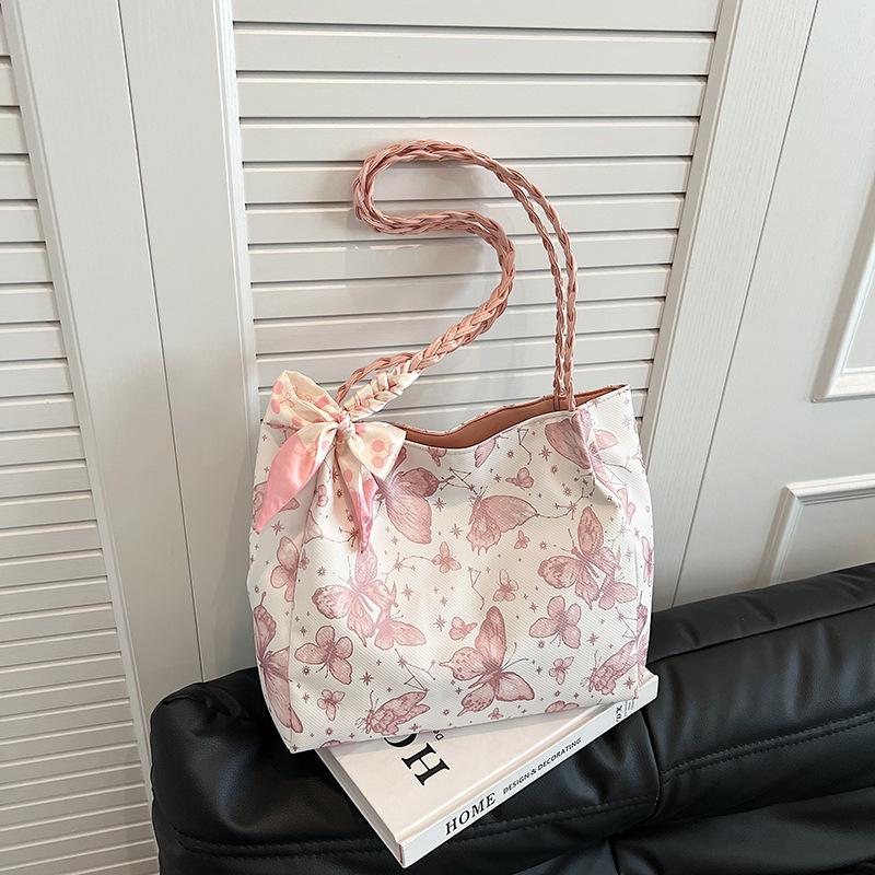 

Women s Bag Light Butterfly Print Underarm Bag Artistic Style Single-shoulder Bag Pink Color Simple Funny Fashi Kawaii Girls