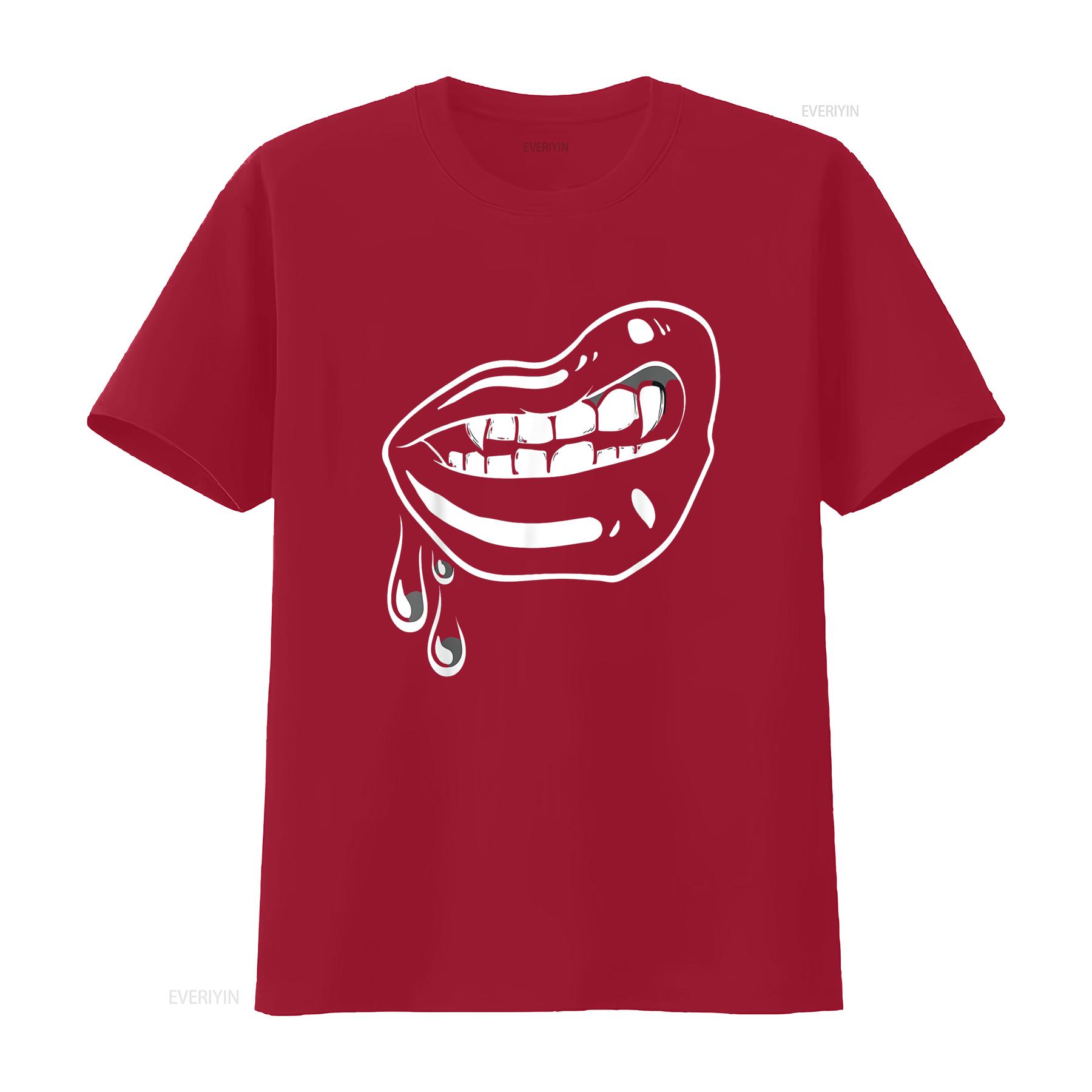 

Womens Black Vampire Lips Goth Halloween T Shirt vintage Washed designer clothes Soft Stylish fashion Top For Everyday Wear S