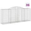 VidaXL Paniers à gabions arqués 6 pcs 300x50x120/140 cm fer galvanisé, gabion, cage de gabion, panier de mur de gabion, mur 3146723