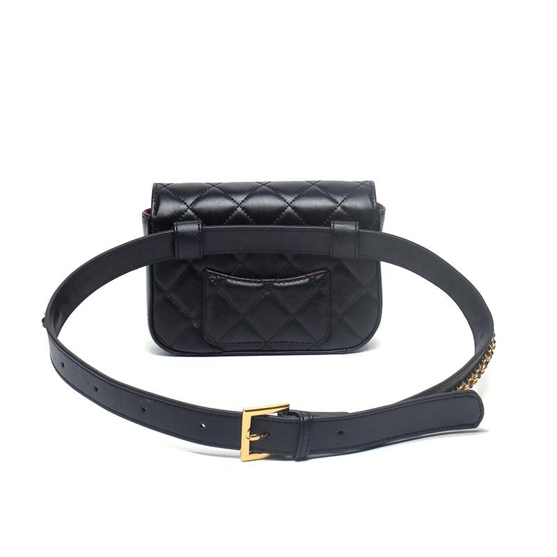 Piele de vițel prim strat Mică Geantă de șold Vânt Parfumat Geantă cu lanț Romb Geantă Mini din Piele Naturală Curea de umăr lată Geantă de piept Geantă de damă