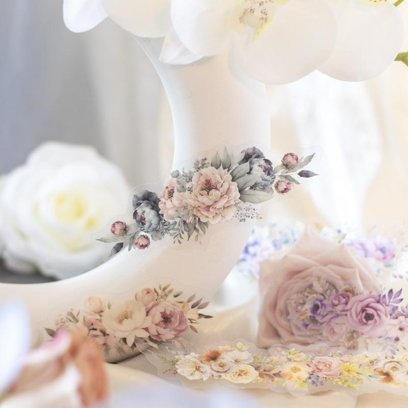 20pcs/pack PET Stickers Plant Landscaping Floral Theme DIY Handbook Material Decoration Flower Sea Series Gorgeous Handmade Decoration