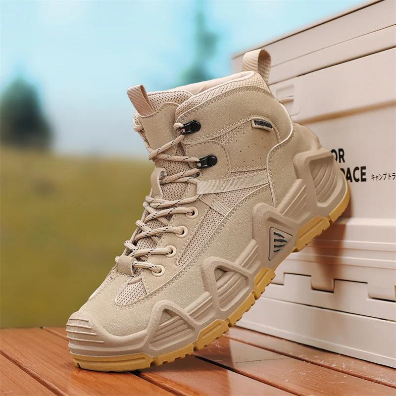 Outdoor Hiking Waterproof Straps Men Tactical Boots with Straps for Combat Training Breathable Multifunctional Motorcycle Shoes