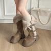 Thick-soled two-wear fluffy snow boots, winter thin Northeast boots, tall and velvet but knee boots