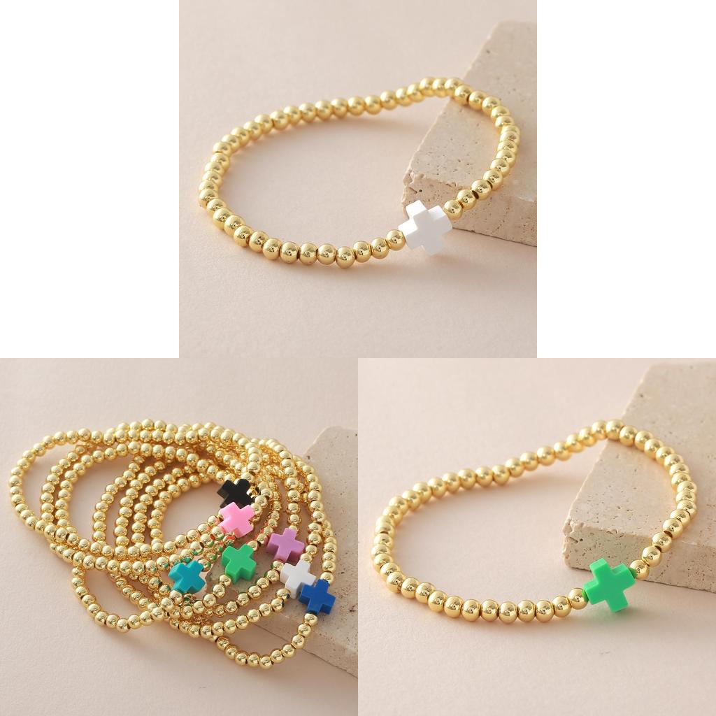 Cross Jewelry Set With Copper Bead Elastic Cord For Daily Wear And Gift Giving