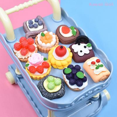 10Pcs Random DIY Shiwan Cake Dessert Resin Cake Model Dollhouse Miniature Simulation Doll House Accessories Kids Gifts