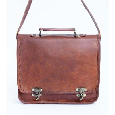 Vintage Genuine Brown Goat Leather Handmade Sling Handbag Cross Body Satchel