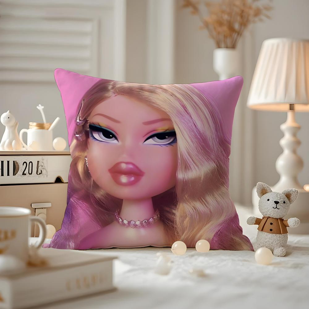 BBratzZ Fashion mMask gGirl Cushion Cover Antidustmite Pillowcase Invisible Zipper Silky Short Plush Sofa Cushion Cover