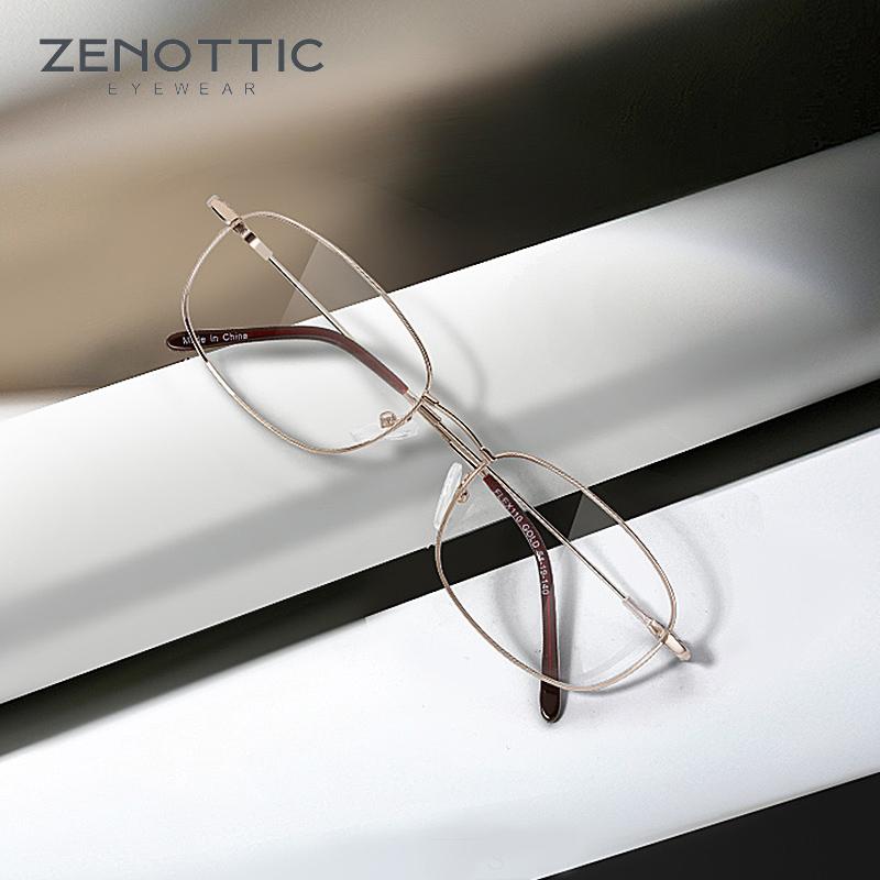 ZENOTTIC Oval Memory Metal Glasses Frame for Women Men Ultralight Flexible Optical Spectacles Myopia Prescription Eyeglassses