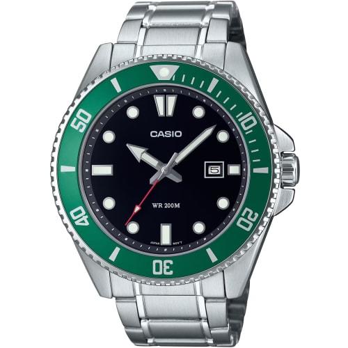

Casio CASIO Standard Analog Sports Watch MDV-107D-3AV Men s 20 ATM Water Resistant Green Bezel Metal Band Overseas Model