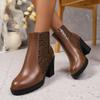 Fashion Thick Heel Ankle Boots  2025 Winter Women's Sandals Comfortable Elegant Footwear Round Toe Rear Zipper Boots for Women