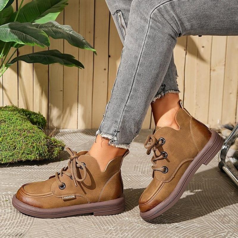 Large Size Women's Shoes To 4 Martin Boots, New Big Head Retro Casual Versatile Thick Sole Huge Good-looking Short Boots