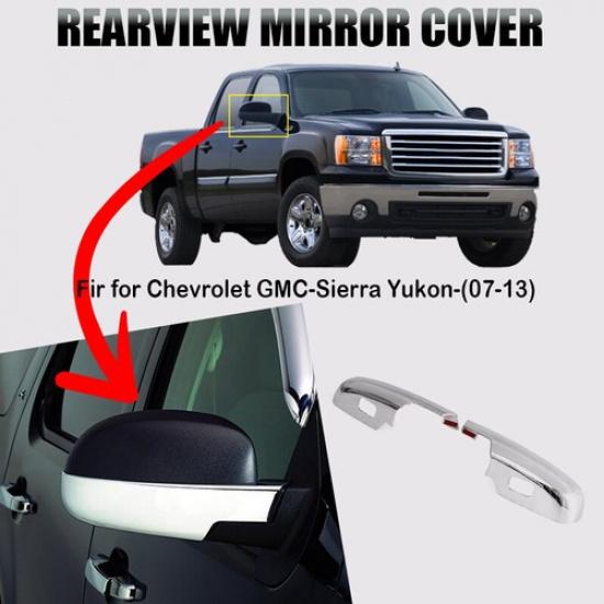 2x FOR 2007-2013 CHEVROLET GMC SIERRA YUKON CHROME LOWER HALF MIRROR COVERS CAP
