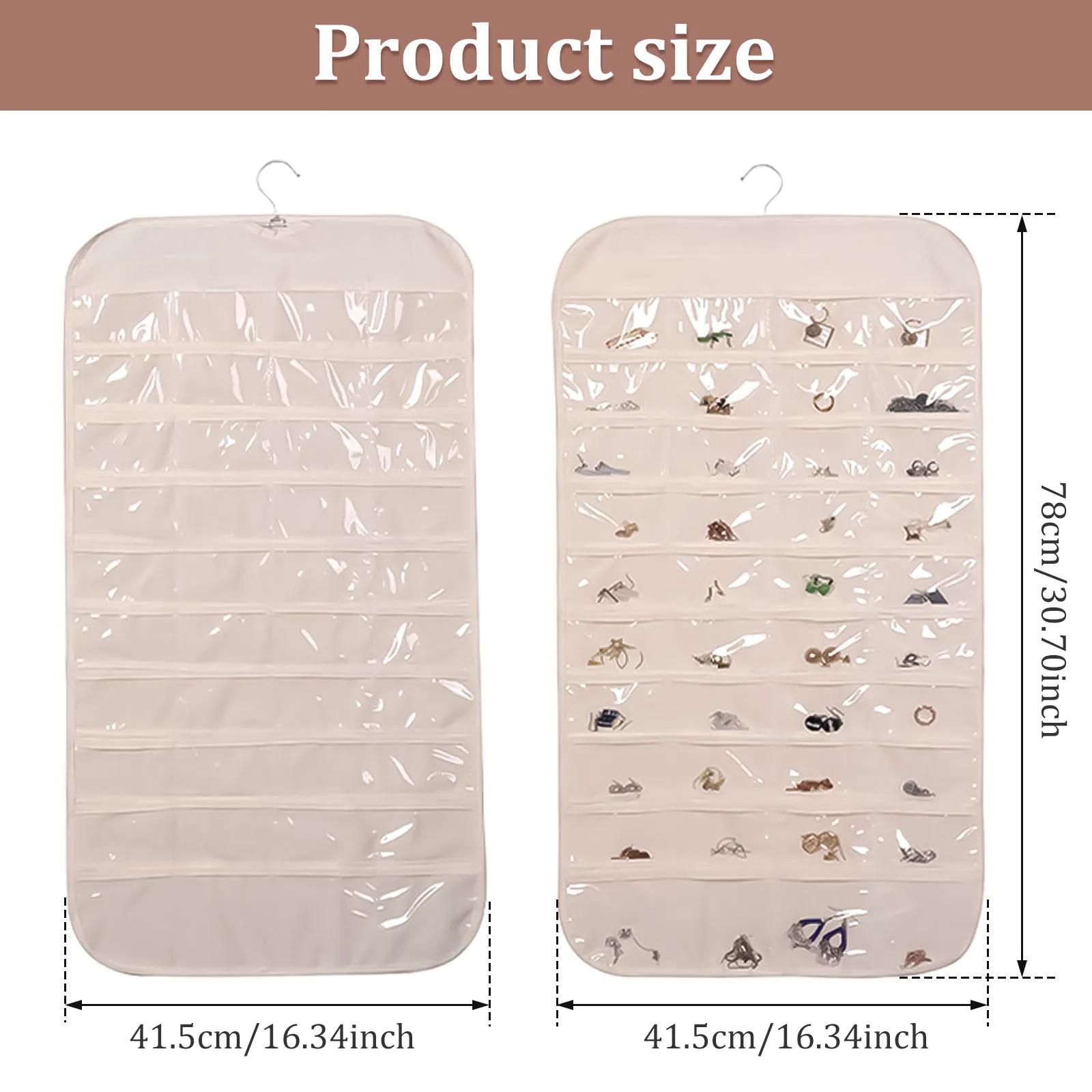 

2Pcs Large Pockets Double-sided Hanging Jewelry Display Storage Bag Portable Necklace Holder Foldable Ring Earring Bracelet Bag