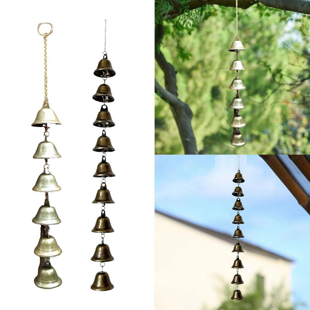 Decorative Cast Iron Wind Chime Outdoor Hanging Bell Garden Ornament for Traditional Christmas Patio Decor