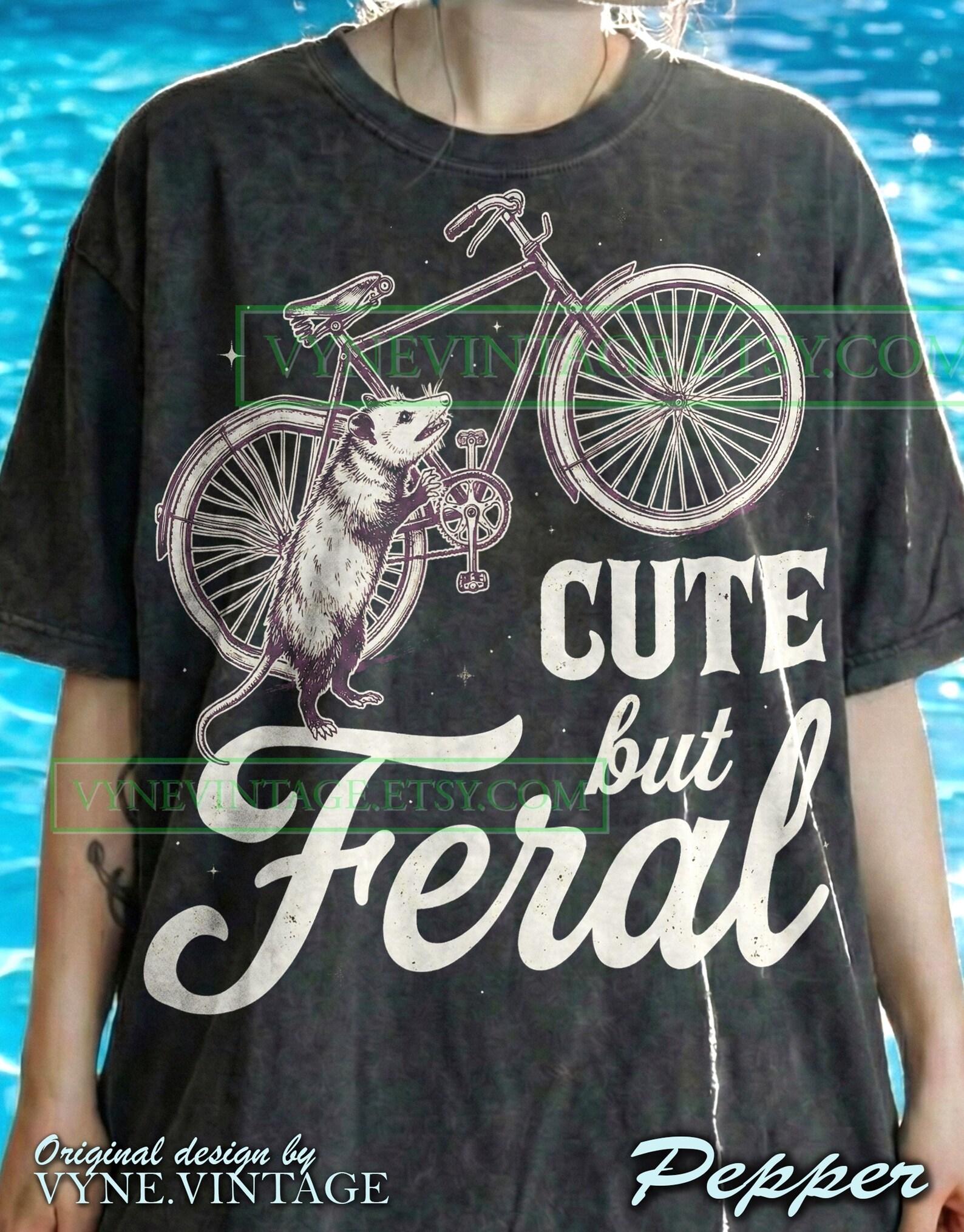 Vintage Possum Comfort Colors® Tshirt, Cute But Feral Tees, Retro Opossum Bike Sweater, Funny Animal Tanktop, Y2K Grunge Aesthetic 2XL