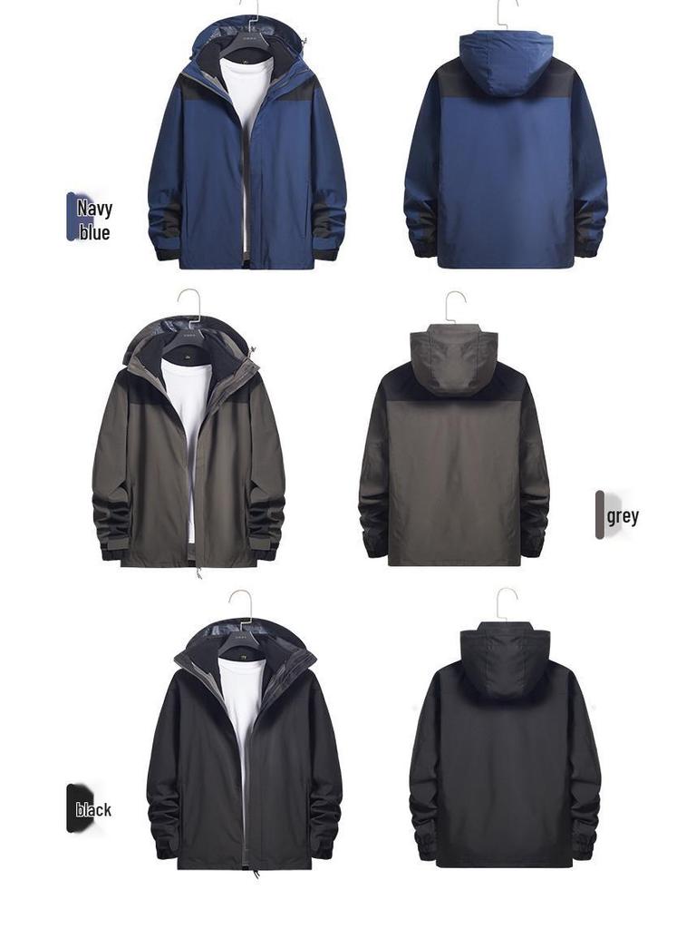 Unisex Windproof Outdoor Jacket: Detachable Two-Piece, 3-in-1 Waterproof Mountaineering Suit for Couples