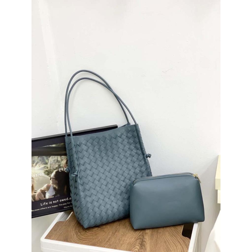 New knot leather woven shopping bag mother and child bag tote bag commuter large capacity underarm shoulder bag women