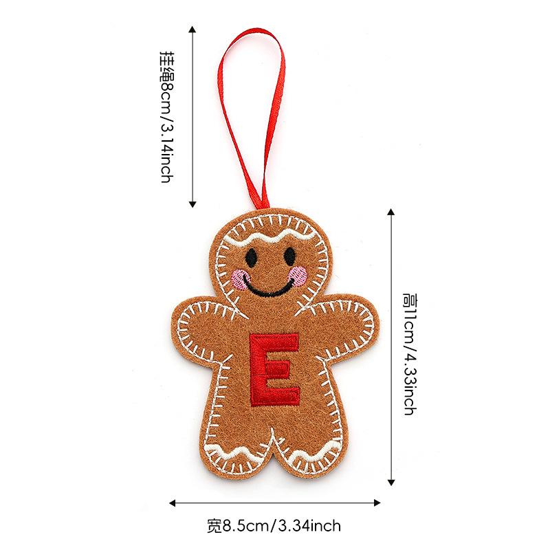 Gingerbread Man Ornaments for Christmas Tree Hanging Decor with Alphabet Letters Festive Holiday Home Decorations Gift