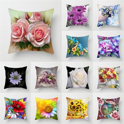 Colorful Flowers Sunflowers Rose Print Pattern Cushion Cover for Home Living Room Sofa Decoration Square Pillow