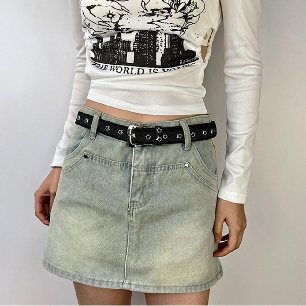 Korean Style Retro Jeans Belt Wide Denim Belt Luxury Metal Buckle Belts Lady