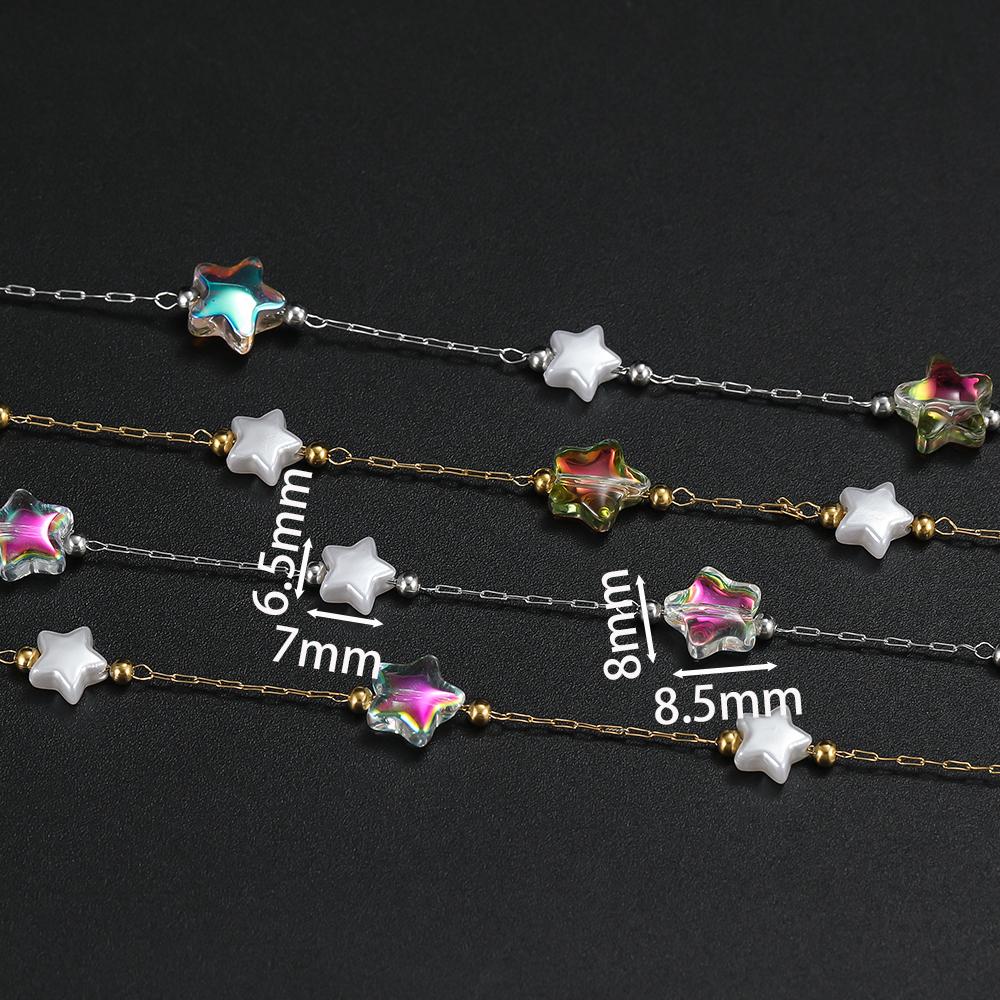 1m/39.37in Stainless Steel Chains Pentagram Charm Star Beads Chain for DIY Jewelry Choker Bracelet Necklace Making Supplies