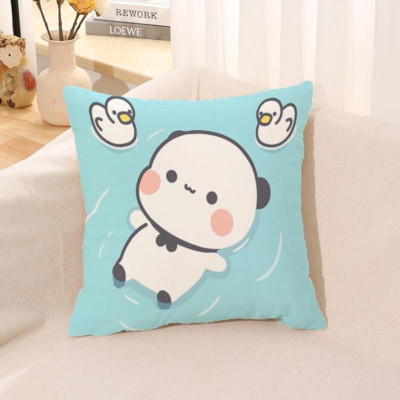 Pillow Cover Square Cushion for Bed Car Office Peach Mochi Cat Decorative Anime Room