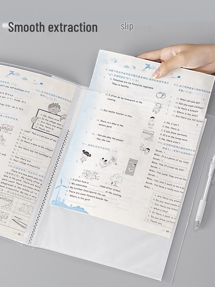 Transparent A4 Binder for Primary Students: 60-Page Insert Book, 100 Folders, Certificate Storage