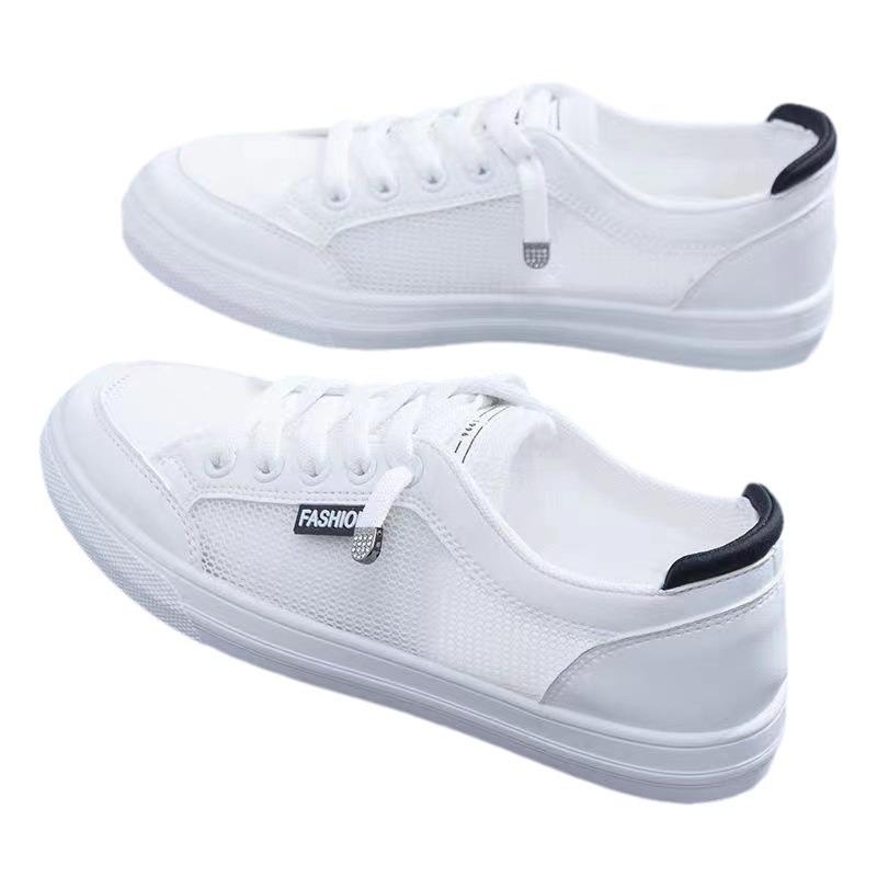 Little white shoes women's spring and summer 2025 new mesh breathable fashion sports and leisure women's shoes white shoes flat baseplate shoes