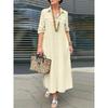 Loose Long-Sleeved Lapel Dress Elegant Solid Long sleeve Button Lapel Plus size dresses